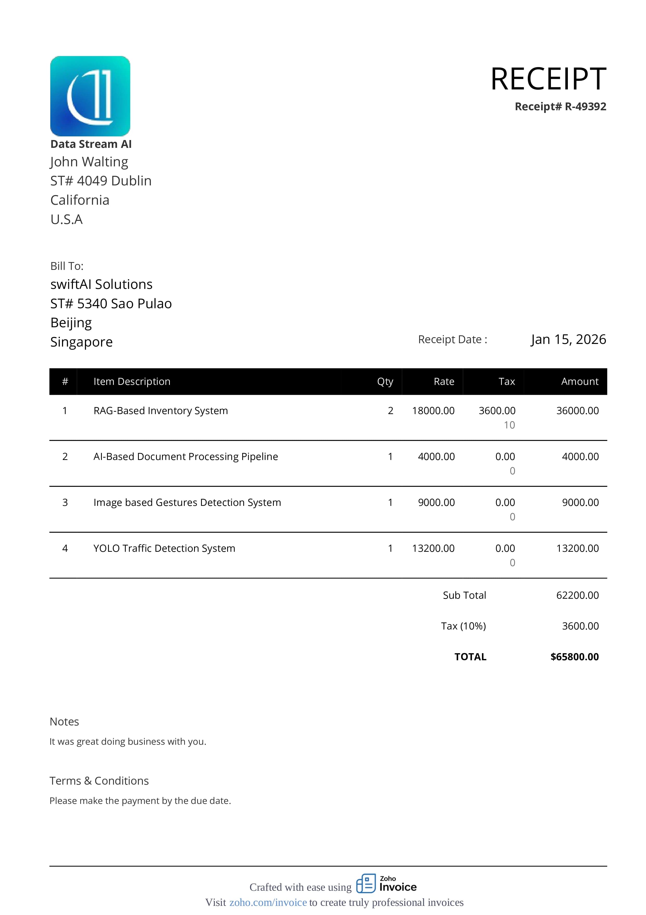 receipt sample document
